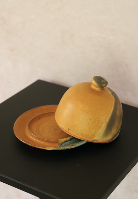 Mantequillera Ocre Turquesa Ceramica